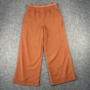 Athleta Womens Echo Wide Leg Pants Cropped Ribbed Packable Sunbaked Clay Size 4